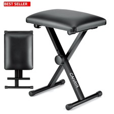 Keyboard Bench X-Style Height Adjustable 16.3-19.6in Padded Cushion Piano Sto...