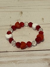 Valentine Heart Beaded Bracelet Girls Kids Jewelry Handmade Valentine Gifts