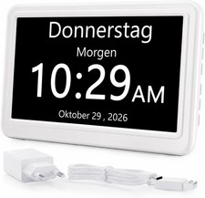 ROCAM Demenz Uhr 7 Zoll Digitalwecker mit 20 Alarmen, 12 Anzeigearten, 6