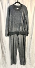 Secret Treasures Pajama Lounge Set Pants And Top Gray soft Velour Size M L