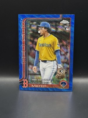 2025 Topps Chrome Update Marcelo Mayer Red Sox Rookie Debut Blue Wave /150