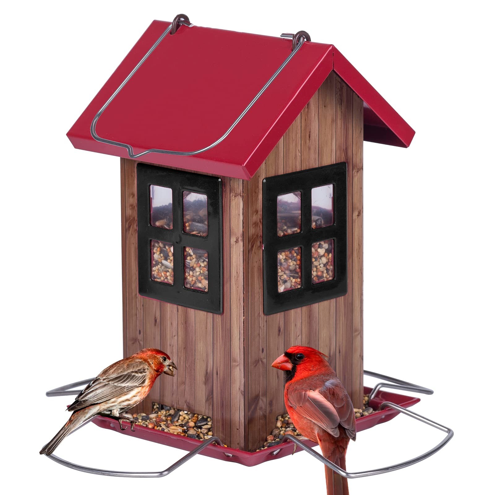 S For Outside Hanging Metal Bird Feeder With 4 Ports