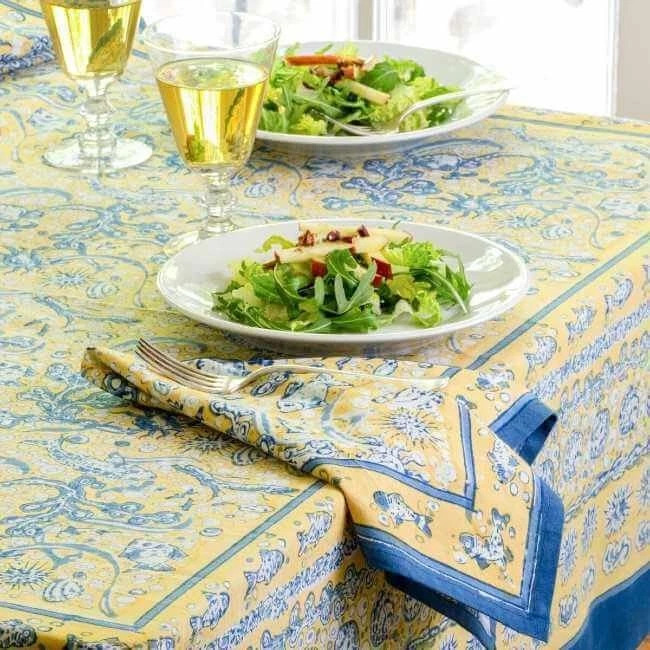 Couleur Nature La Mer Blue/Yellow French Tablecloth Rectangular, 71 x 106 - Image 2 of 2