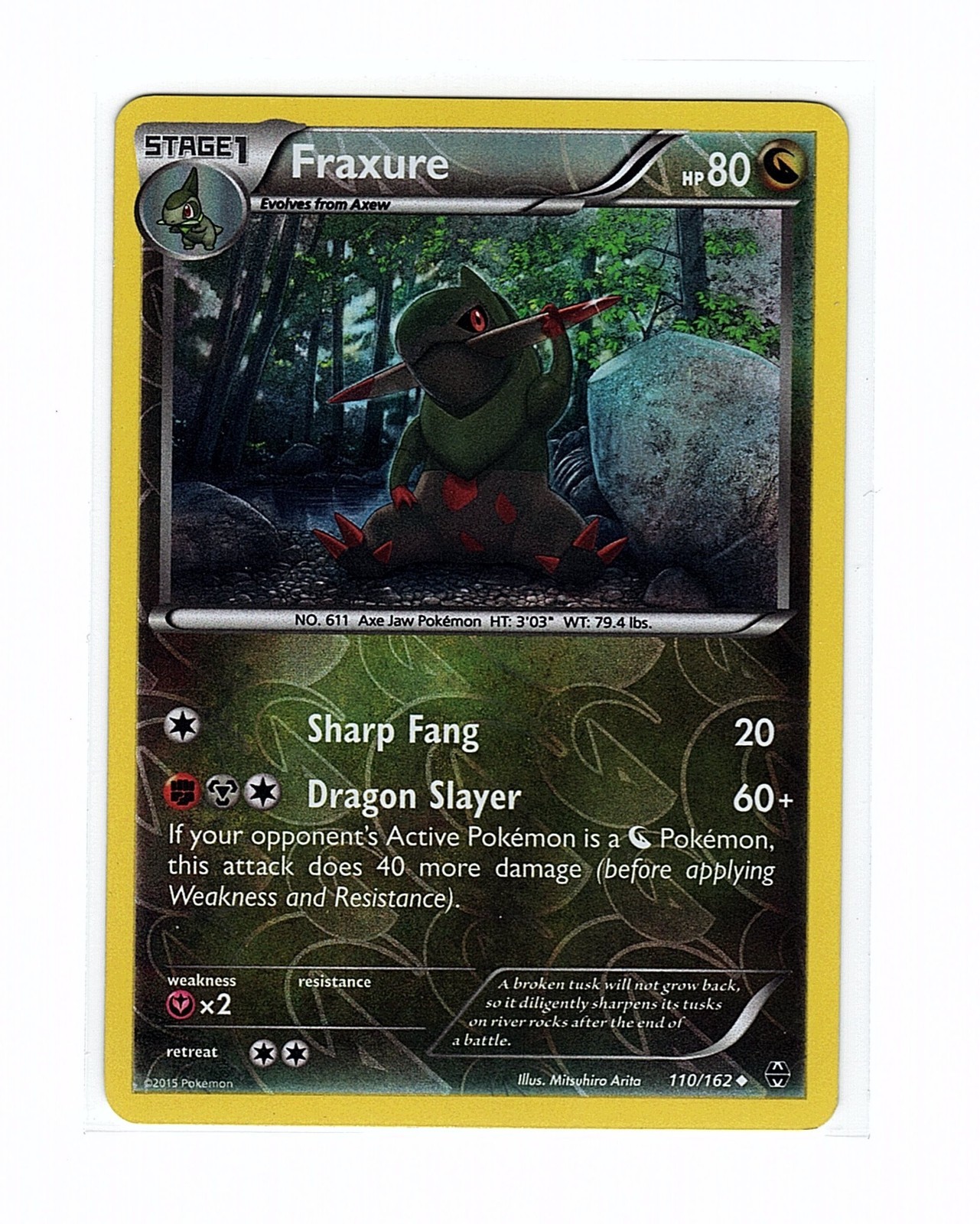 Fraxure 110/162 Breakthrough Reverse Holo Pokemon Card