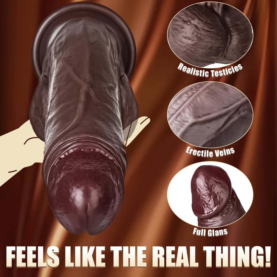 Consolador realista enorme de 12 pulgadas juguetes sexuales consoladores grandes negros con fuerte succión... Foto 3 de 4