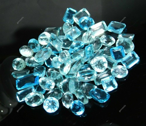 150 Ct Natural Untreated Aquamarine Loose Gemstones Blue Mix Shape Certified LOT - Picture 3 of 11