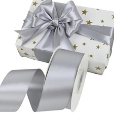 Double Face Silver Satin Ribbon 2 Inch X 50 Yards Polyester Ribbons for Gift ...