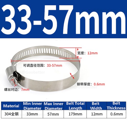 Hose Clips Pipe Clamps Stainless Steel 304 Jubilee type Worm Drive Pipe Clip - Picture 32 of 75