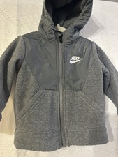 Nike Jacket Toddler 18M Gray Fleece Full Zip Hooded Swoosh Windrunner Polyester