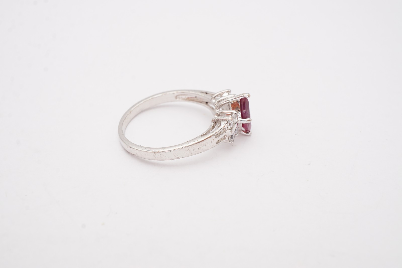 Sterling Silver 925 Ruby CZ Ring Size 7 - image 5