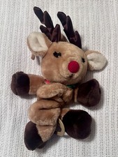 Vintage Dakin Toy Musical Rudolph The Red Nosed Reindeer Pull String Hang Plush