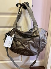 Kipling Gwendolyn Dusk Grey Baby Diaper Bag Adjustable Strap Zipper Polka Dot