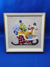 L'Atelier D'Isabelle Oh! Oh! Oh! Felt Applique Finished Framed Sleigh Snowman