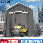 7x12 ft Portable Heavy Duty Outdoor Storage Shed with Roll-up Door & Vent - Gray