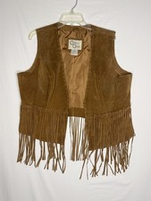 Cripple Creek Suede Fringe Vest 2XL Western Cowgirl Brown Leather