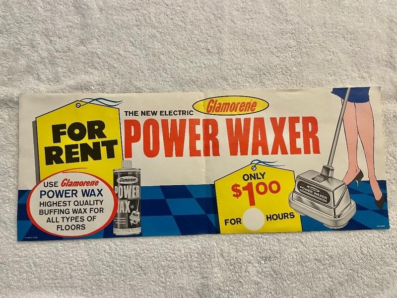 Vintage Glamorene Electric Rug Brush and Polisher Rental Advertisements 1950's