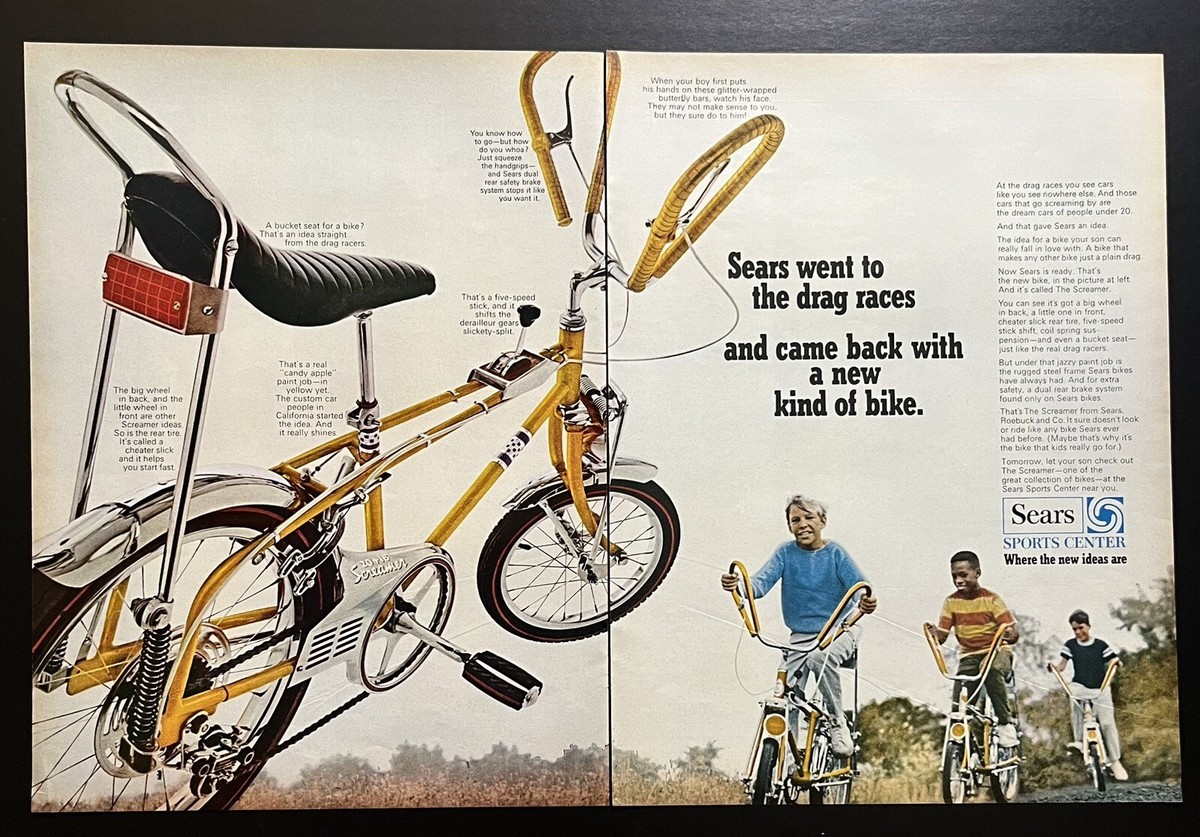 Sears Screamer Bicycle 1968 Vintage Print Ad 20.5