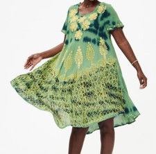 Womens Summer Sun Dress Umbrella Tie Dye Flower Beach Resort Wear Boho Hippie