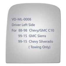 Upper Tow Mirror Glass for 1999-2015 GMC Sierra Yukon Silverado Driver Left Side
