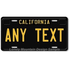 Custom California Novelty License Platetag -blackyellow Image On Flat Aluminum