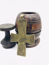 Vintage Ethiopian Coptic Pendant Coptic Cross Brass cross large cross