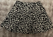 Collective Concepts Black & White Leopard Print Pleated Skater Mini Skirt XS