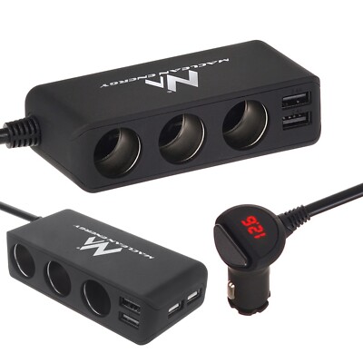 Auto Zigaretten Anzünder MCE117 Verteiler Voltmeter 2xUSB 4,8A max 120W 12-24V