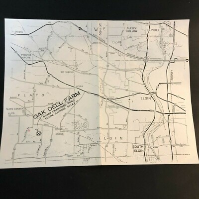 VTG Oak Dell Farm Map Elgin, IL Novelty Souvenir Gift Ephemera 9N368 Crawford RD