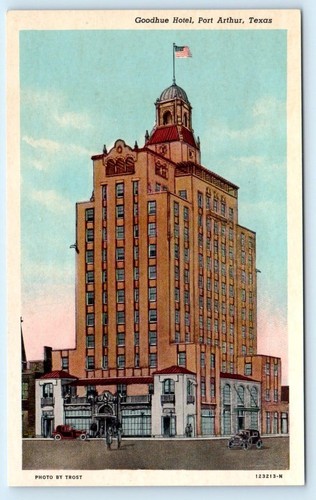 PORT ARTHUR, Texas TX ~ Roadside GOODHUE HOTEL c1930s Jefferson County Postcard - 第 1/2 張圖片