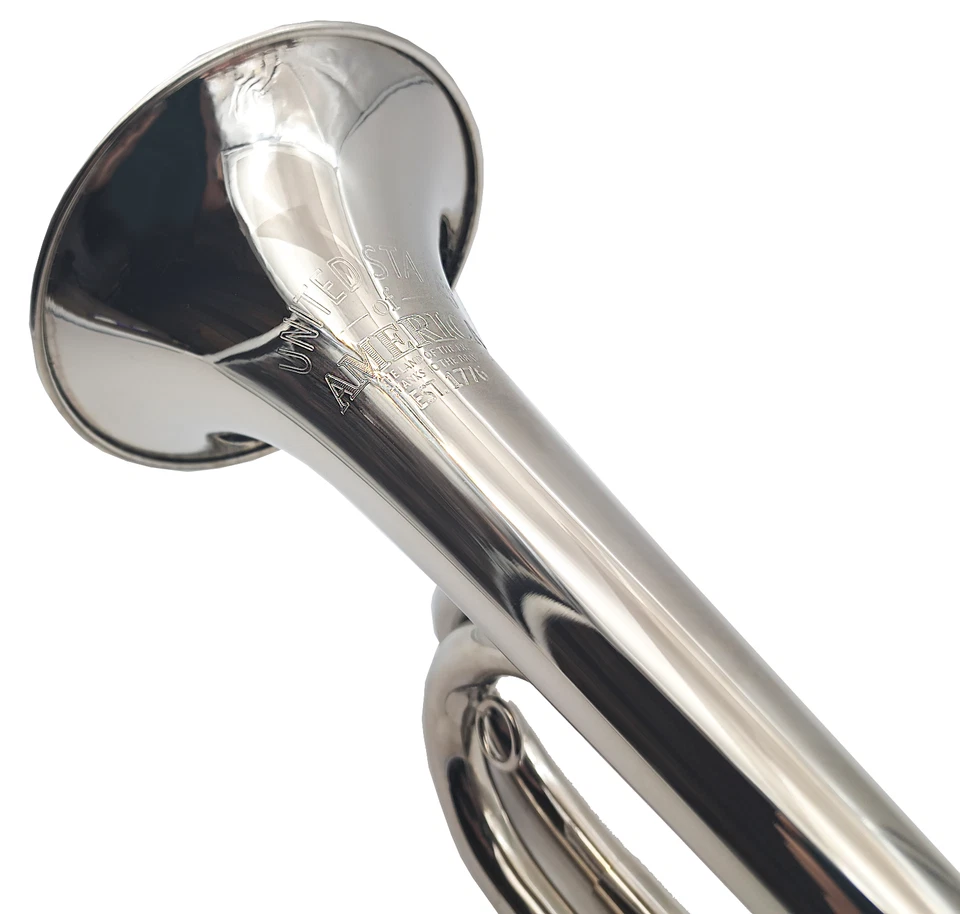 Corneta de regimiento "Tierra de los libres" grabada personalizada - NÍQUEL - Llave de G/F con estuche y MPC Foto 2 de 4