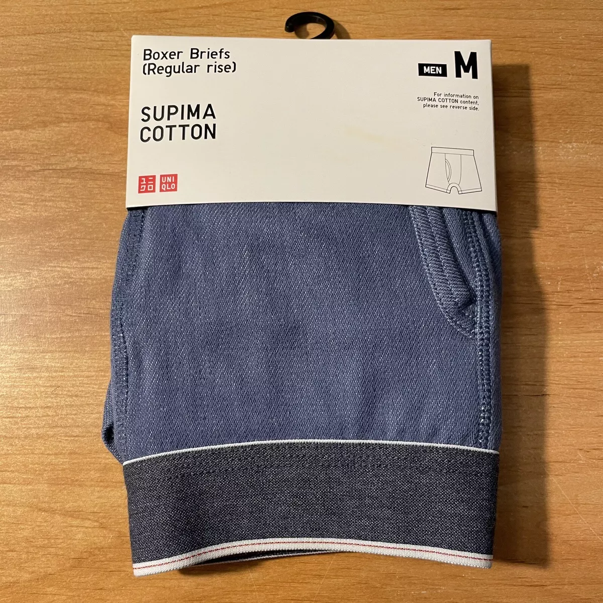 Uniqlo Men Supima Cotton Boxer Briefs Regular Rise Blue Medium