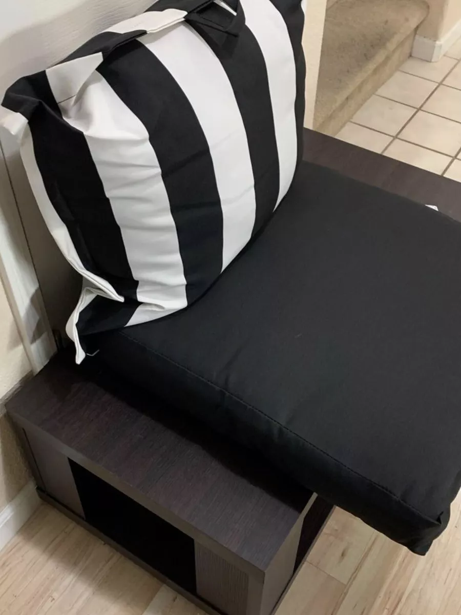 New 2 Piece Black White Striped Patio Chair Cushion Set Seat
