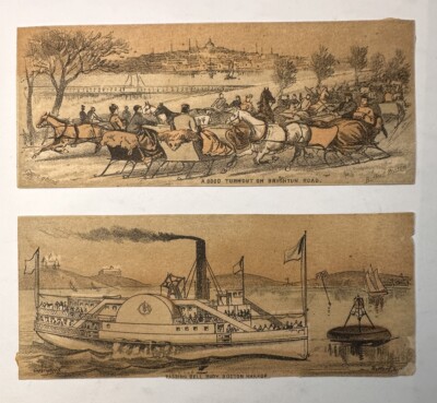 Victorian Trade Card Steamship Boston Harbor Bell Buoy, Brighton Rd Sleigh B77