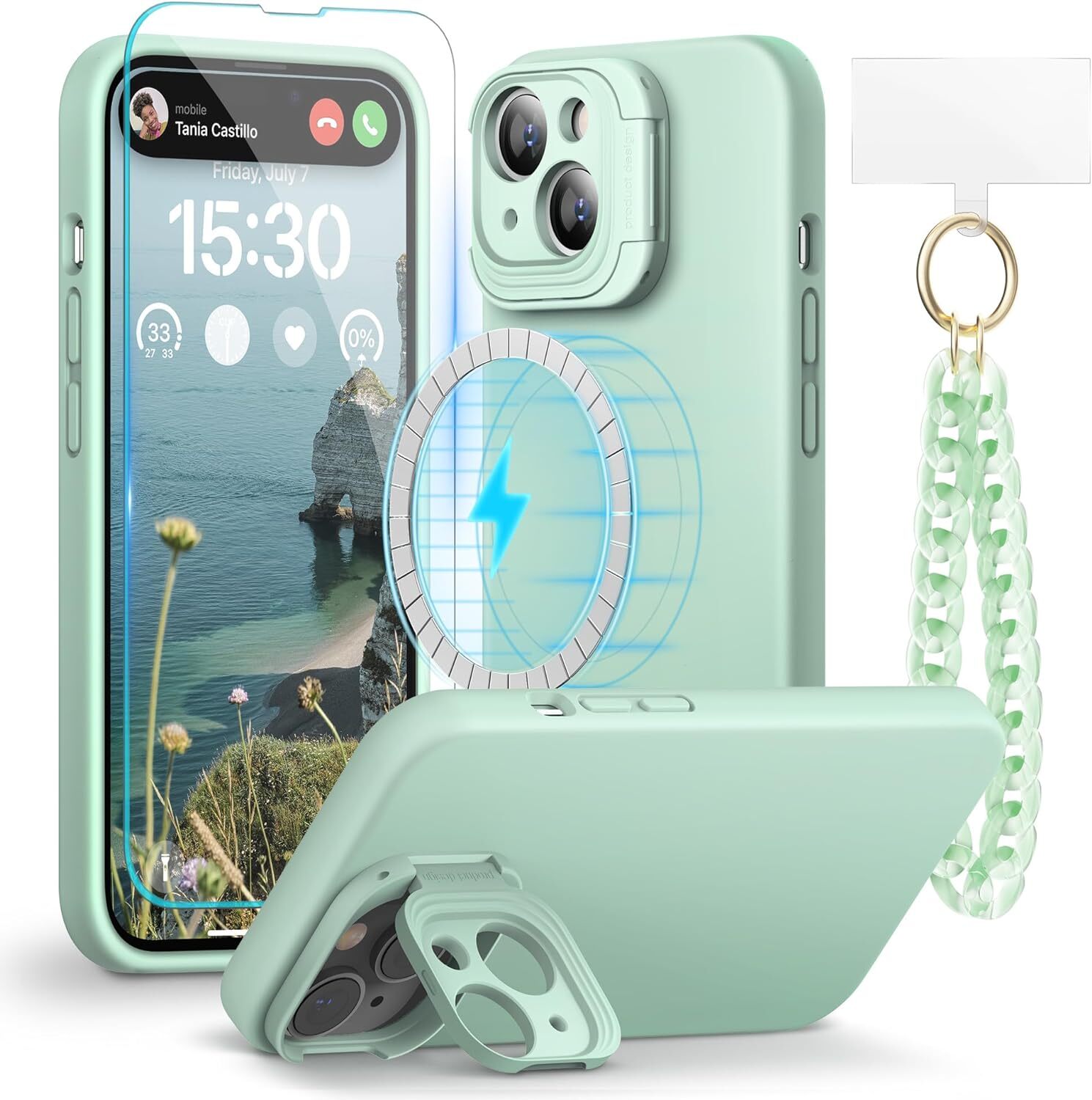 Designed for iPhone 15 Case with Camera Stand Compatible with and Screen-image