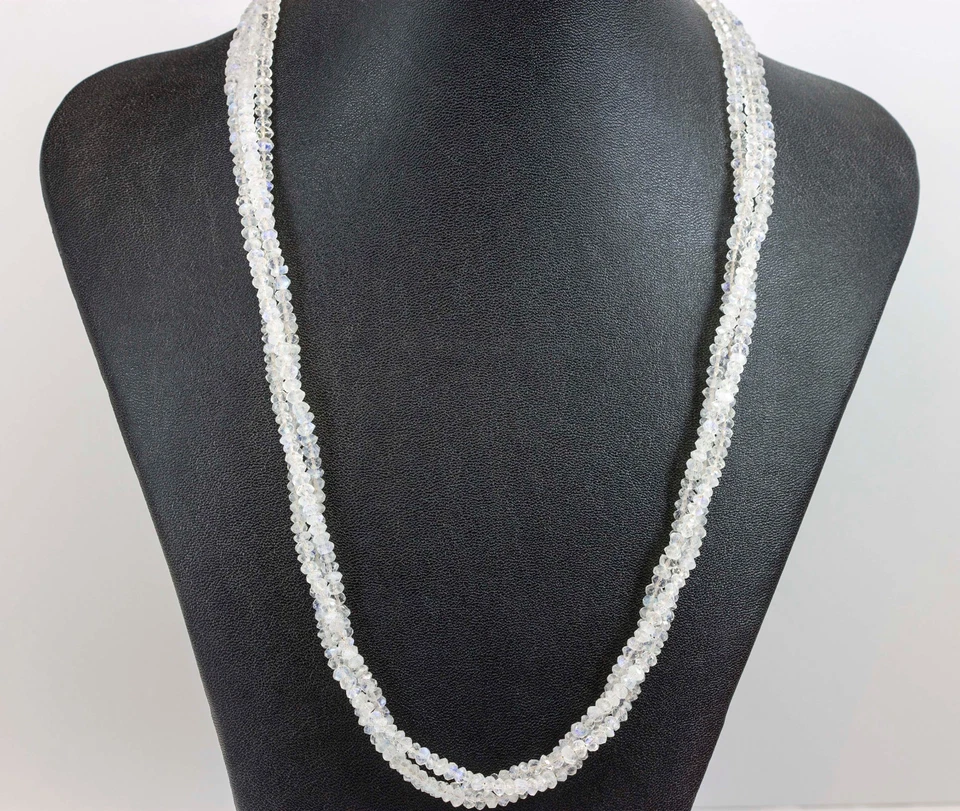 Collar o pulsera envolvente de piedra lunar 14k GF tres hilos ajustables 7 8 22 pulgadas Foto 4 de 4