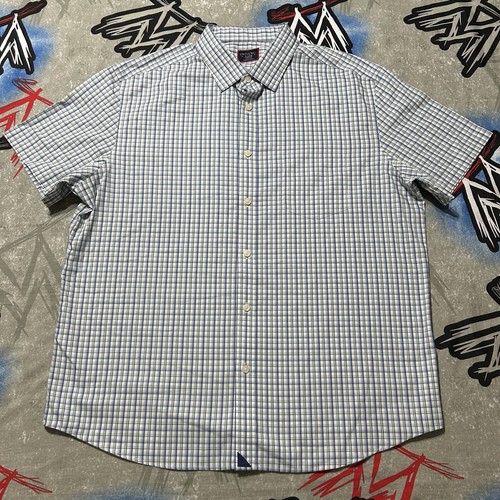 Untuckit kurzärmeliges Herren-XL-Shirt mit Knopf weiß kariert