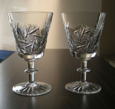 PINWHEEL PHILLIPS CUT GLASS CO MTL CRYSTAL Wine Glasses 5 1