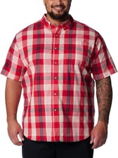 Columbia Men's Rapid Rivers II Short Sleeve Shirt, Red Multi Plaid, Small