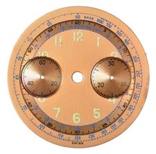 Original Landeron L48 Chronograph / Chrono 32 mm Wristwatch Dial, Swiss 1940s