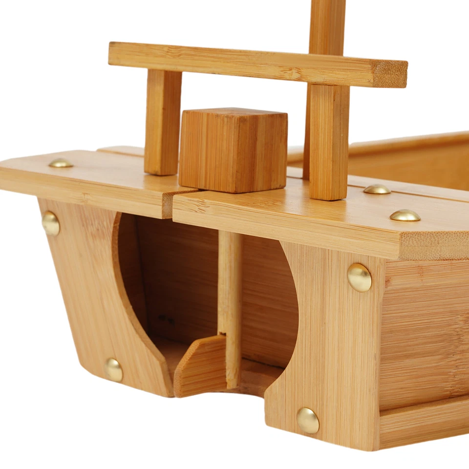 Serving Sushi Boat Tray Platter 31.5" Wooden Bamboo Nautical Decor Food Display - Image 4 of 4
