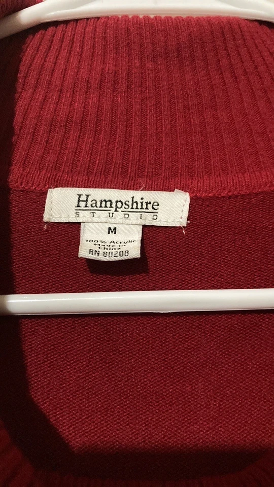 Top de cuello alto manga 3/4 tejido rojo mediano para dama Foto 3 de 3