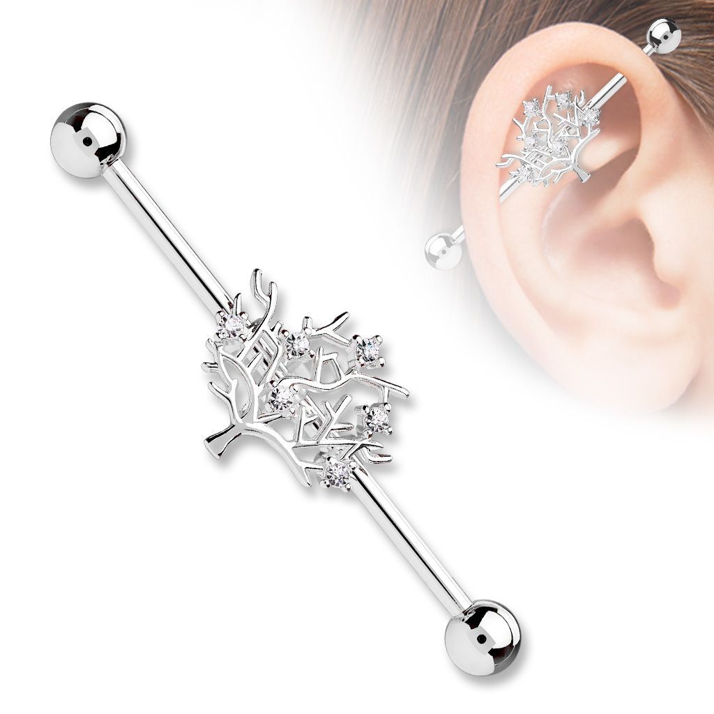Piercing Industrial Oreja Árbol de la Vida
