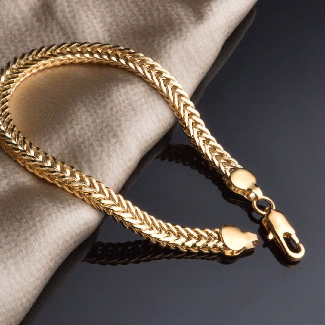 18K Gold Plated Women Men Snake Bone Bracelet Curb Chain Fashion Bangle  Jewelry