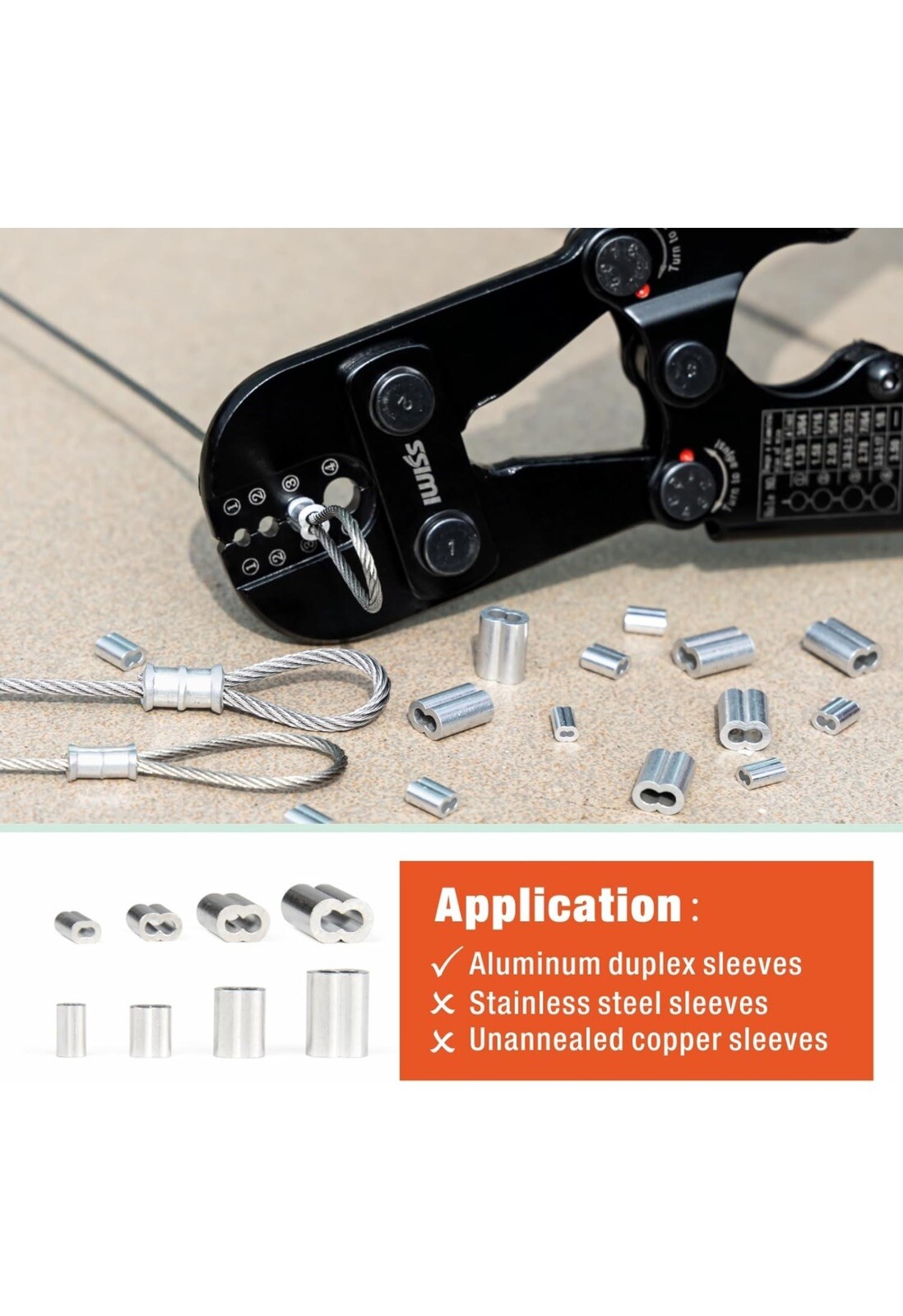 iCrimp Wire Rope Crimping Tool for Aluminum Oval Sleeves,Double IWS