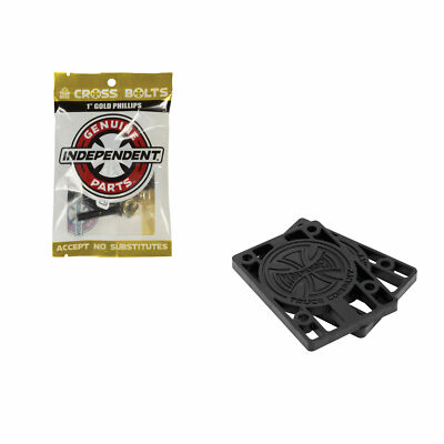 Independent Skateboard Trucks Hardware Riser Pad Kit - 1'' Black/Gold 1/8'' Risers