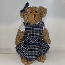 Vintage Toys R Us Teddy Girl Bear With Plaid Dress  Bow Plush 16" VTG