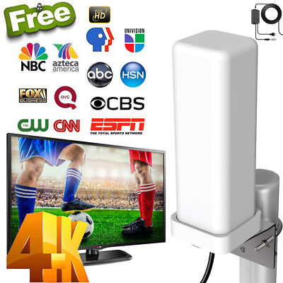 6000 Miles HDTV VHF 1080P Outdoor HD 4K Digital TV Antenna 360° Signal Amplified