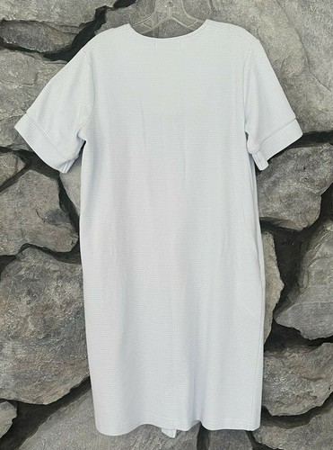 Camicia da notte vintage bambino blu ricamata floreale zip taglia S manica corta maglia waffle - Foto 7 di 10