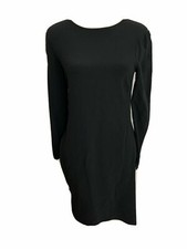 Zara Womens Long Sleeve Solid Black Side Slit Crew Neck Mini Dress Small