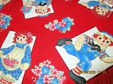 RAGGEDY ANN CLASSIC ALLOVER FABRIC RED--FLANNEL RARE